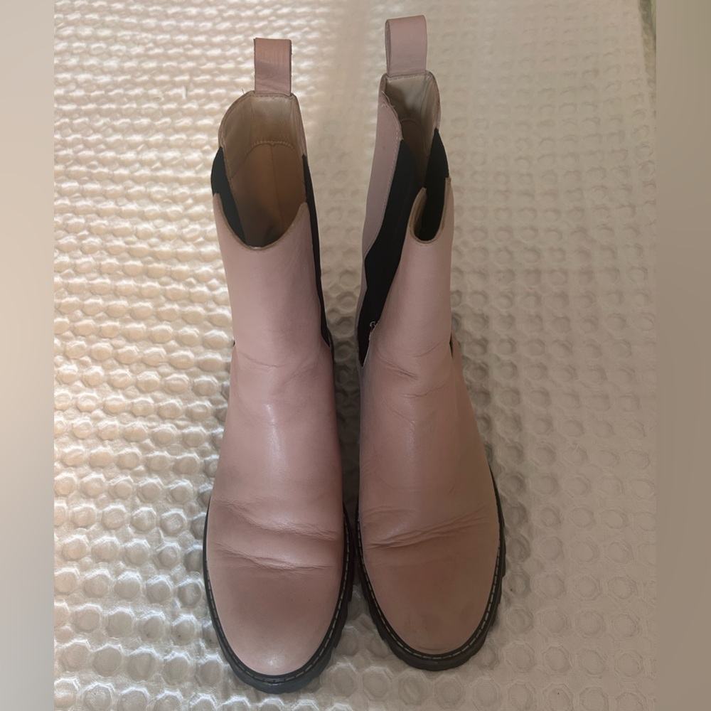 J. Crew Leather Tan Pink Women's Lug Sole Chelsea Boots